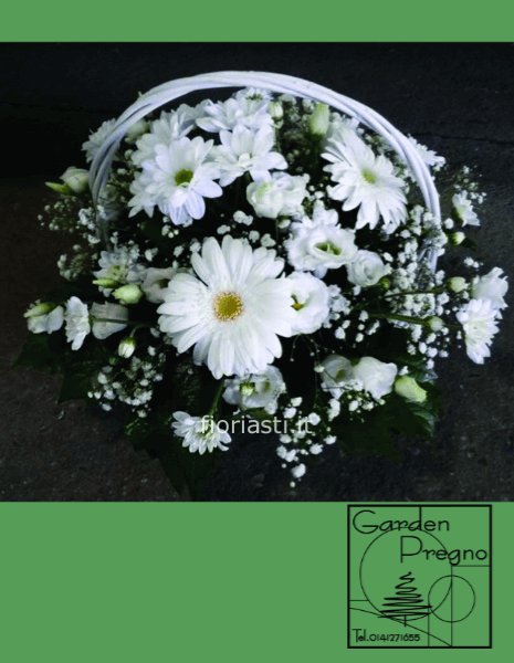 Cestino di fiori freschi misti bianco