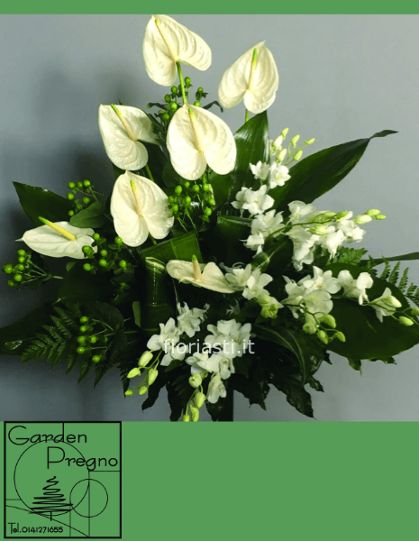 Composizione spugna anthurium e dendrobium