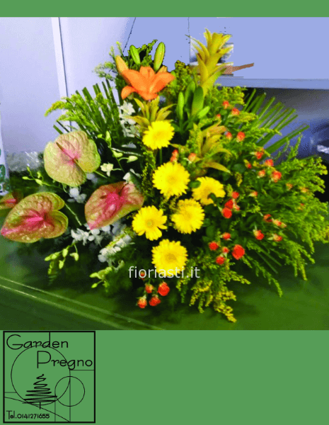 Composizione spugna anthurium e gerbere