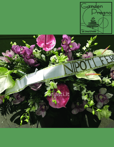 Cuscino funebre  anthurium e orchidee base