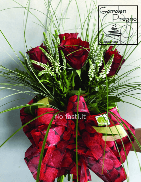 Bouquet rose rosse e veronica